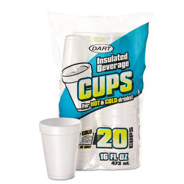 Dart® Large Foam Drink Cup, 14 Oz, Hot-cold, White, 25-bag, 40 Bags-carton freeshipping - TVN Wholesale